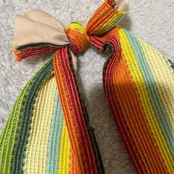 Colorful Striped Halter Top Size Small Boho Festival Y2K Crop - Picture 2 of 4